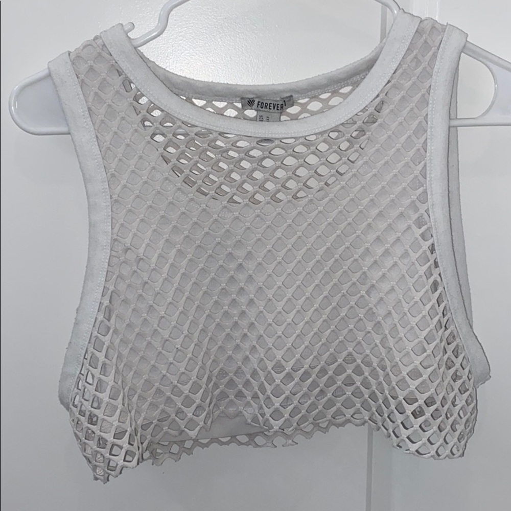 White fish net top